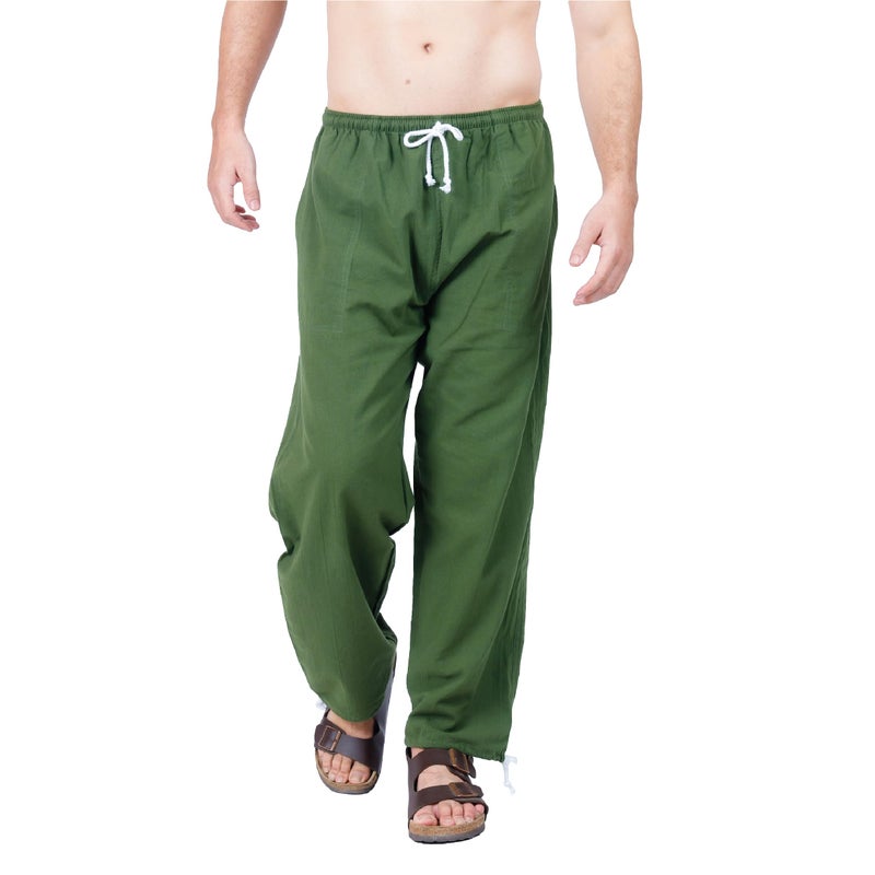 CandyHusky Baggy Sweatpants Men Cotton, Drawstring Lounge Pants, Relaxed Fit, Ideal for Comfort Green XXL - Image 1