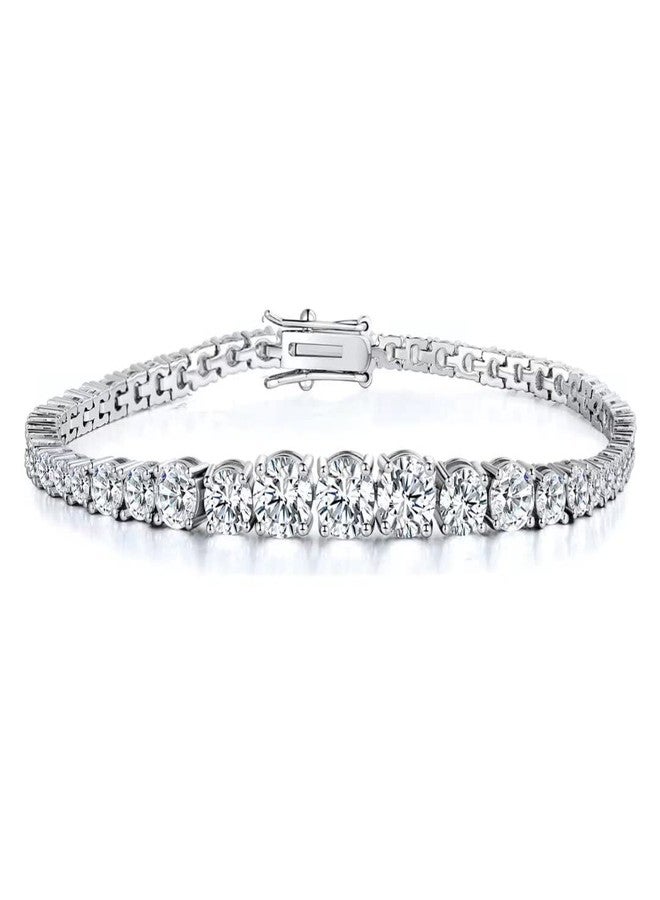 MDFUN Graduated Cubic Zirconia Tennis Bracelet for Women Men 18K White Gold Plated Graduated CZ Bracelet Size 7.5 inches - Image 1