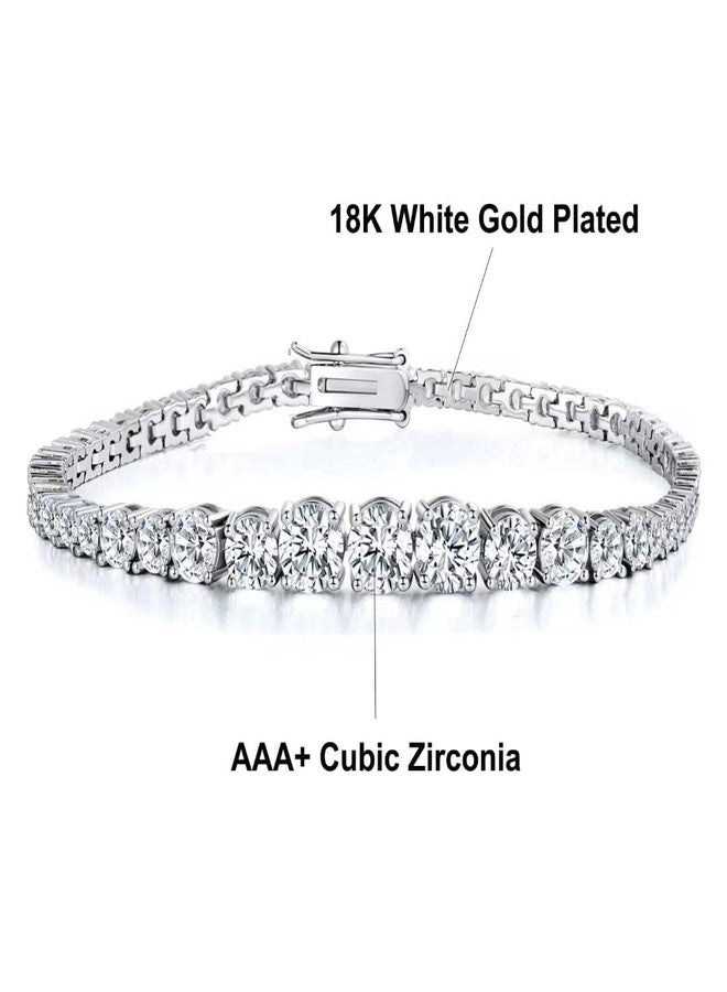 MDFUN Graduated Cubic Zirconia Tennis Bracelet for Women Men 18K White Gold Plated Graduated CZ Bracelet Size 7.5 inches - Image 5