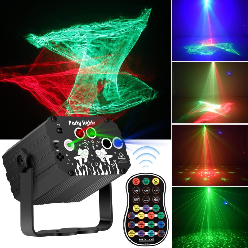 Enjoyedled DJ Disco Stage Party Lights - Northern Laser Light Effect RGB Led Sound Activated Strobe Lighting with Remote Control for Indoor Birthday Halloween Karaoke Club KTV - Image 1