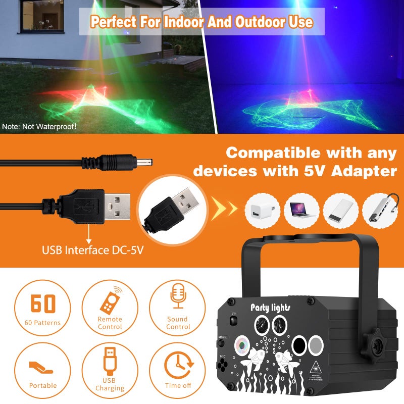 Enjoyedled DJ Disco Stage Party Lights - Northern Laser Light Effect RGB Led Sound Activated Strobe Lighting with Remote Control for Indoor Birthday Halloween Karaoke Club KTV - Image 5
