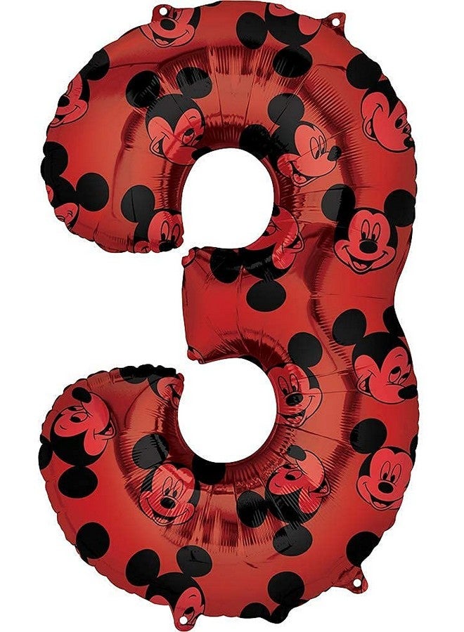 Mickey Mouse 3rd #3 Third Birthday Red and Black Forever 34" Mylar Balloon