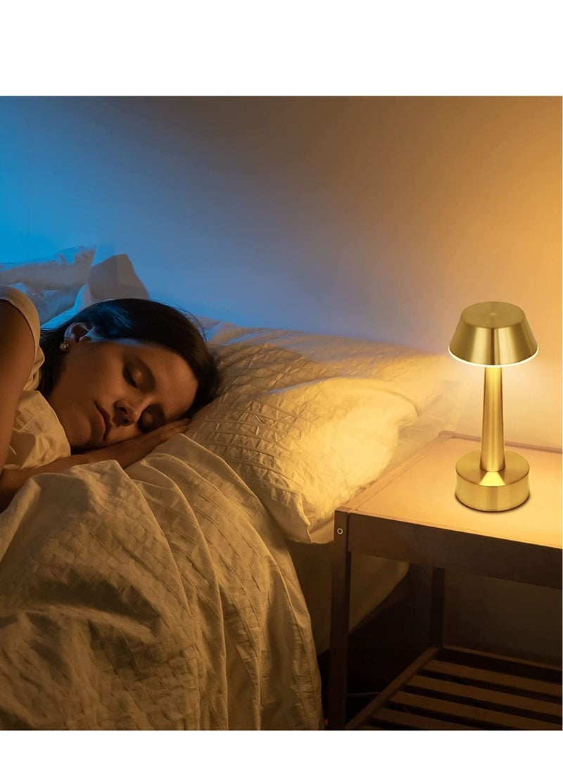 ELTRAZONE Rechargeable Cordless Table Lamp, Portable Battery Operated Lamp, Touch Sensor Dimmable Metal Industrial Gold Bedside Night Light Lamps for Bedroom Living Dining Room Restaurant Bar Hotel - Image 3