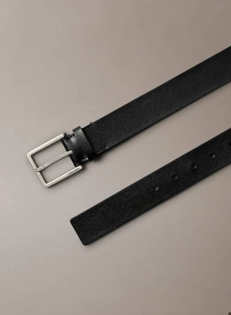 CALVIN KLEIN Black/Antique Silver Full-Grain Leather Belt for Men | Best Price UAE