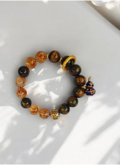 SARAQITA Tiger Eye Bracelet 12mm - Crystal Beaded Bracelet for Men Women - Natural Stone - Jewelry Gift  - Image 1