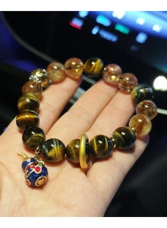 SARAQITA Tiger Eye Bracelet 12mm - Crystal Beaded Bracelet for Men Women - Natural Stone - Jewelry Gift  - Image 2