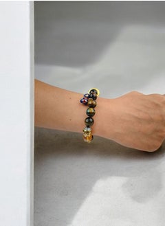 SARAQITA Tiger Eye Bracelet 12mm - Crystal Beaded Bracelet for Men Women - Natural Stone - Jewelry Gift  - Image 3
