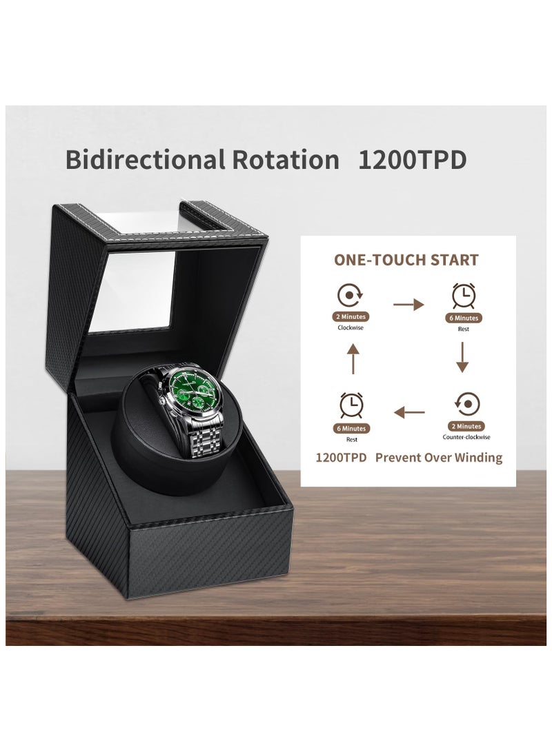 Automatic Single Watch Winder, Mechanical Watch Winder Box for Women and Men, Watch Display Case Storage Box, Automatic Watch Winder Box, Bidirection Rotation AC Adapter or Battery Powered - Image 5