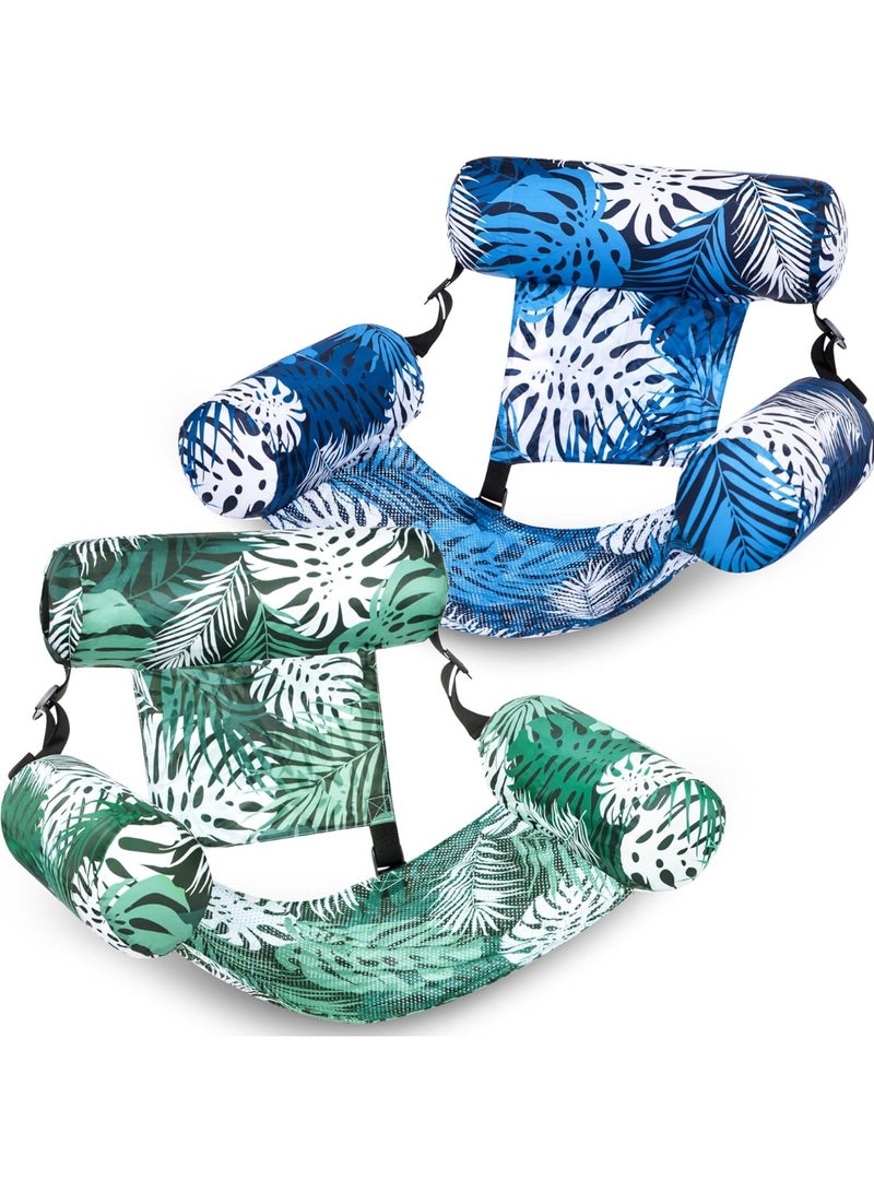 TOP CHOICE Adjustable Floating Pool Hammock Chair with Headrest & Arm Support – Tropical Leaf Print Water Lounge Seat for Adults - Image 1