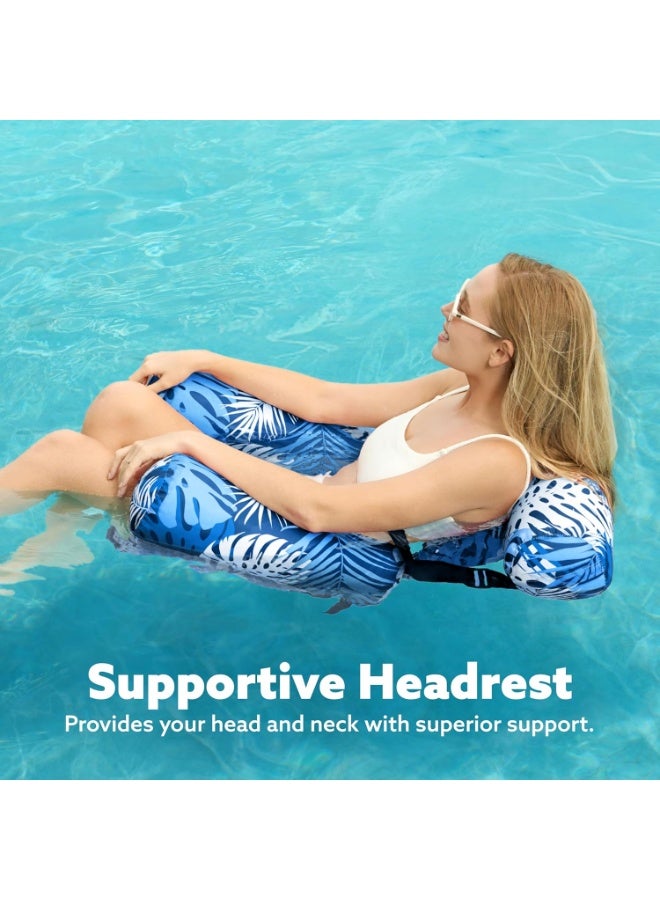 TOP CHOICE Adjustable Floating Pool Hammock Chair with Headrest & Arm Support – Tropical Leaf Print Water Lounge Seat for Adults - Image 4