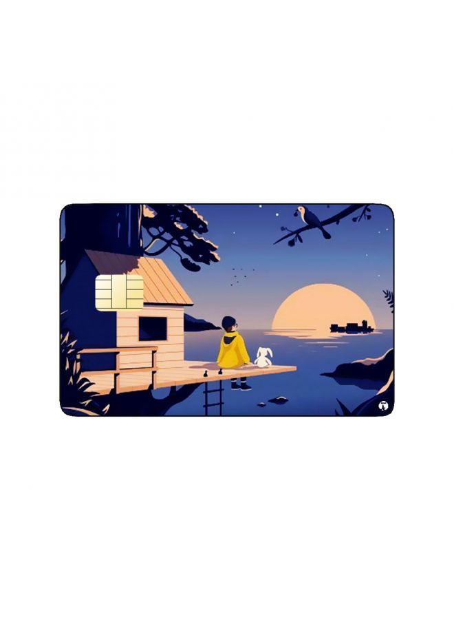 RKN PRINTED BANK CARD STICKER Beautiful House Drawing At Sunset - Image 1