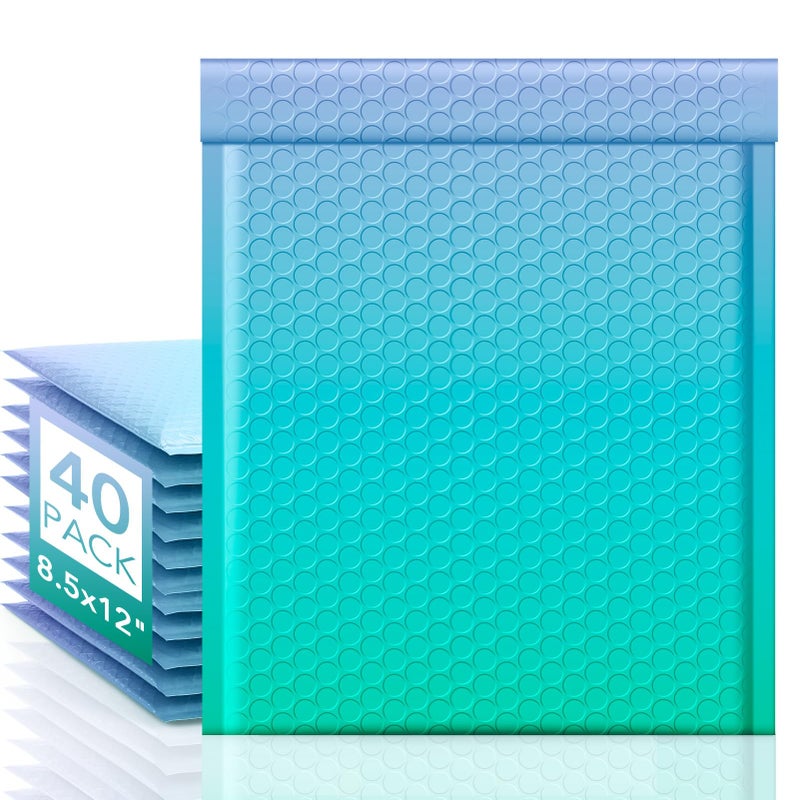 Fuxury Bubble Mailers 8.5x12" 40 Pack Padded Envelopes Usable Size 8.5x11" Thick Mailing Envelopes Bubble Opaque Padded Mailers Shipping Bags for Mailing Jewelry Makeup Small Business Fairyland Green - Image 1