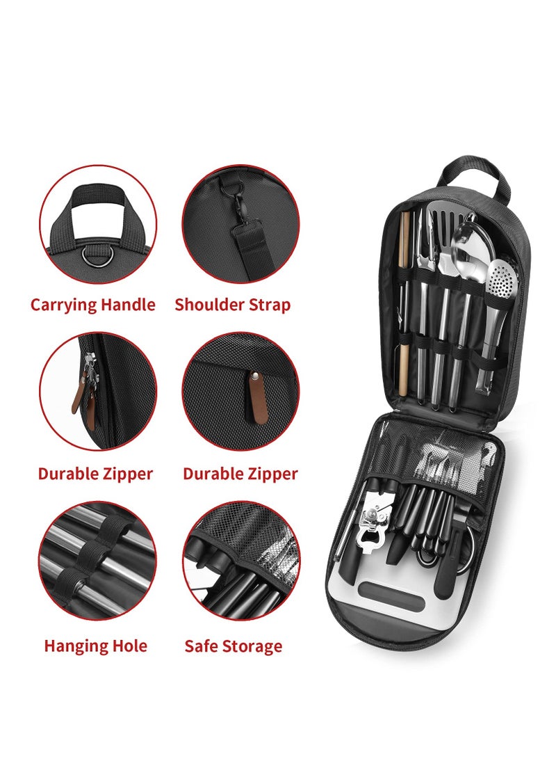 Arabest Portable Camping Kitchen Utensil Set-27 Piece Cookware Kit, Stainless Steel Outdoor Cooking and Grilling Utensil Organizer Travel Set Perfect for Travel, Picnics, RVs, Camping, BBQs, Parties and More  - Image 2