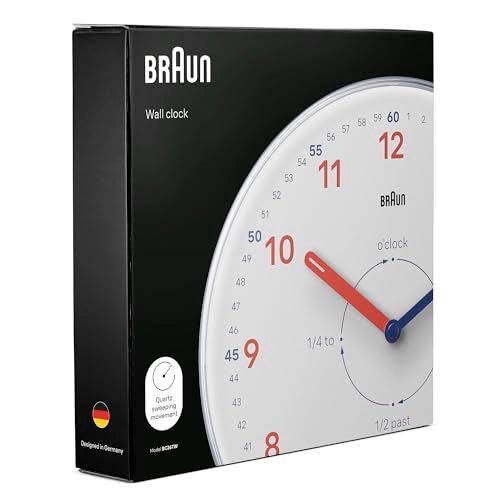 Braun Analogue Time Teacher Wall Clock with Silent Quartz Movement, Easy to Read Dial, 23cm Diameter in White, Model BC26TW. - Image 5
