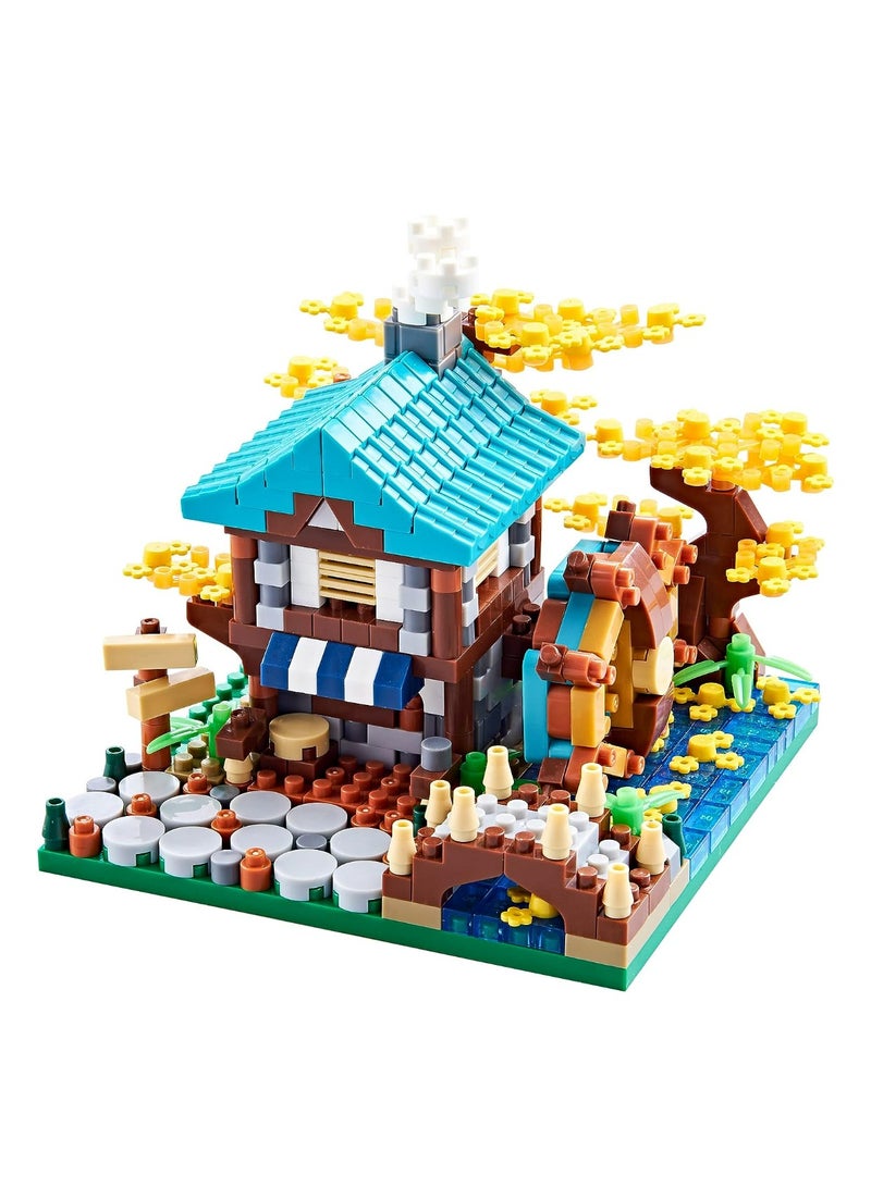 Autumn Flower Treehouse Micro Mini Blocks Building Sets for Adults Tree and Plants Modle Kit Creative DIY Gift for Kids.(625 pcs with 2 Figures) - Image 1