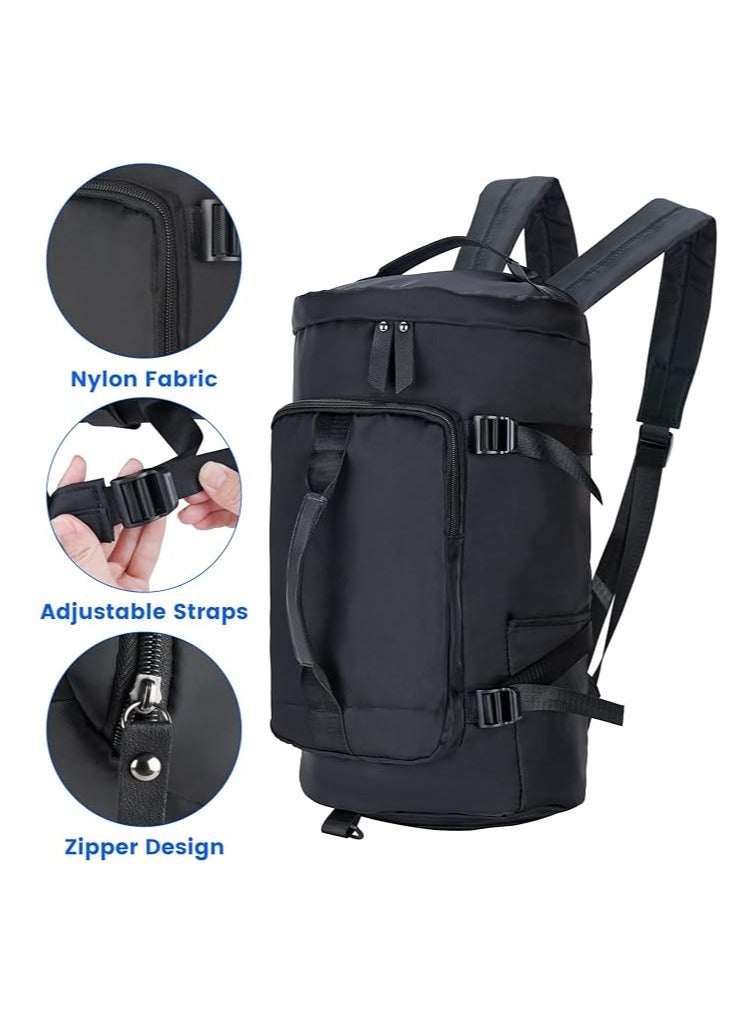 Track Duffle Bag Backpack, Waterproof Sports Convertible Garment Bag, Gym Bag, Packable Duffle Bag for Travel Fitness camping with Shoe Compartment, Black, 1 - Image 2