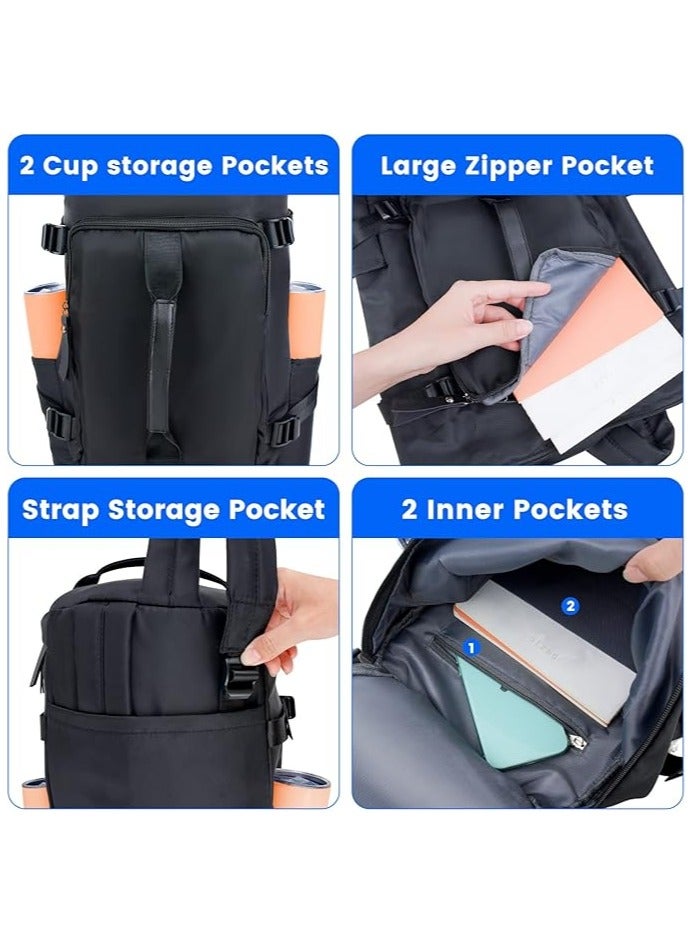 Track Duffle Bag Backpack, Waterproof Sports Convertible Garment Bag, Gym Bag, Packable Duffle Bag for Travel Fitness camping with Shoe Compartment, Black, 1 - Image 3