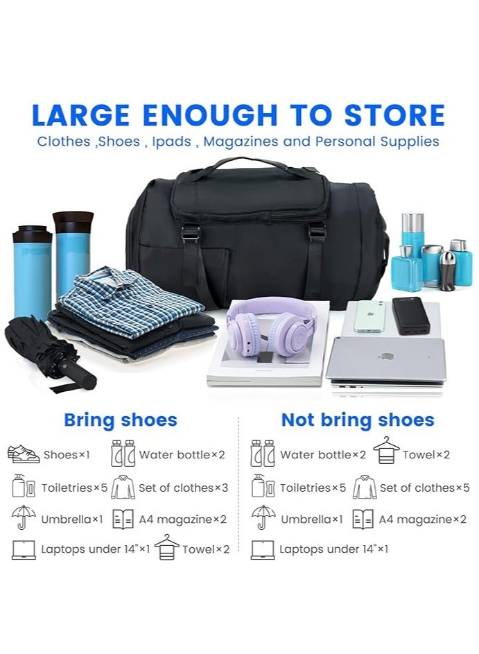 Track Duffle Bag Backpack, Waterproof Sports Convertible Garment Bag, Gym Bag, Packable Duffle Bag for Travel Fitness camping with Shoe Compartment, Black, 1 - Image 5