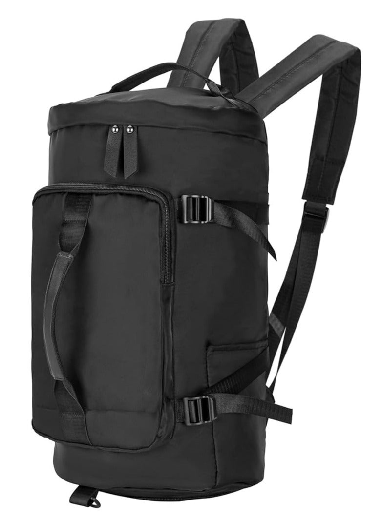 Track Duffle Bag Backpack, Waterproof Sports Convertible Garment Bag, Gym Bag, Packable Duffle Bag for Travel Fitness camping with Shoe Compartment, Black, 1 - Image 1