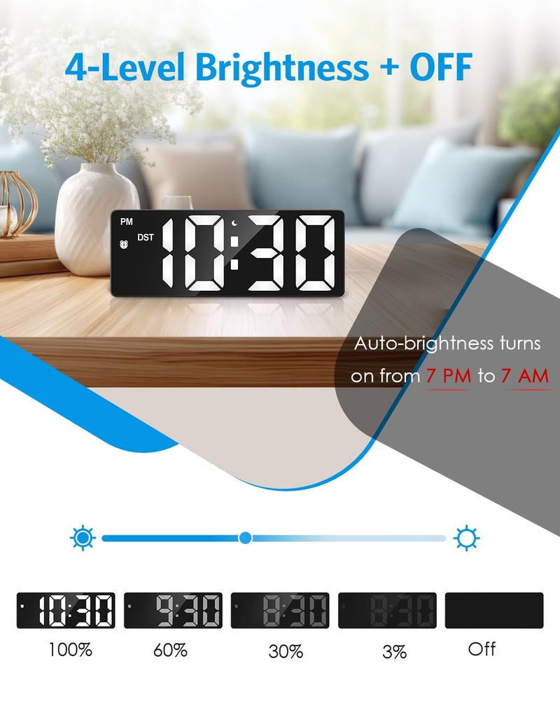 AMIR Upgraded Version LED Desktop Digital Alarm Clock with Temperature Display, Adjustable Brightness, Voice Control, 12/24H Display - Image 4