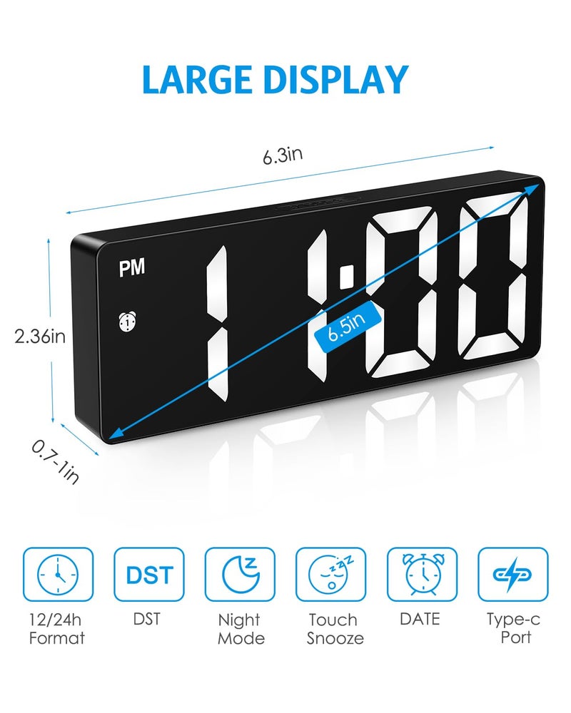 AMIR Upgraded Version LED Desktop Digital Alarm Clock with Temperature Display, Adjustable Brightness, Voice Control, 12/24H Display - Image 2