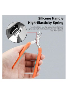 SYOSI Professional Cuticle Trimmer with 3/4 Jaw - Extremely Sharp Nippers, Non-Slip Silicone Handle, Orange - Essential Manicure & Pedicure Tool  - Image 3