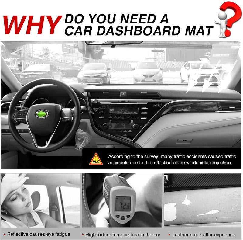 Autorder غطاء لوحة القيادة المخصص من أوتورد لتويوتا كامري 2018-2021 2022 2023 ملحقات غطاء لوحة القيادة غير قابل للانزلاق واقي من الشمس بدون وهج (بدون HUD) - Image 2