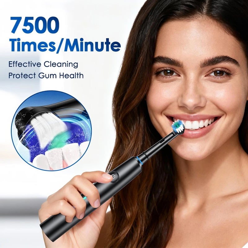 هايلي كير فرشاة أسنان كهربائية Smart Rotating Electric Toothbrush Rechargeable Rotary with 4 Heads Replacement Electric Toothbrush for Adults Soft - Image 3