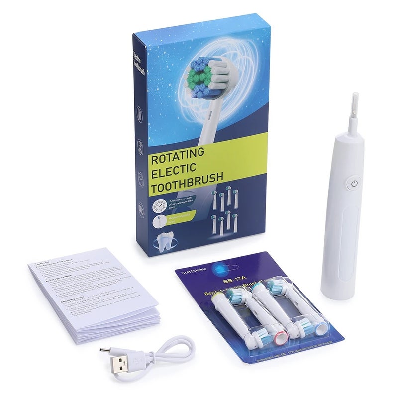 هايلي كير فرشاة أسنان كهربائية Smart Rotating Electric Toothbrush Rechargeable Rotary with 4 Heads Replacement Electric Toothbrush for Adults Soft - Image 1