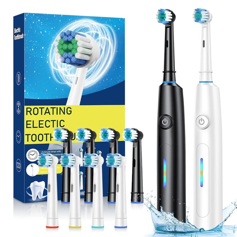 هايلي كير فرشاة أسنان كهربائية Smart Rotating Electric Toothbrush Rechargeable Rotary with 4 Heads Replacement Electric Toothbrush for Adults Soft - Image 2