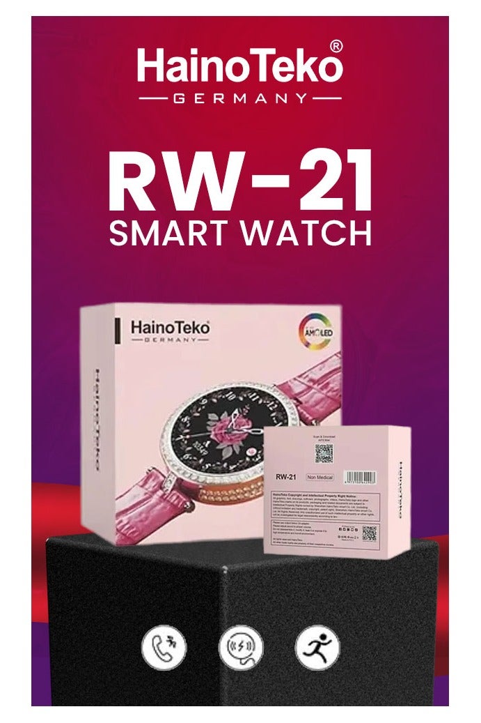 هينو تيكو ساعة ذكية من Haino Teko RW-21 مزودة بخاصية الاتصال عبر البلوتوث وجهاز تتبع اللياقة البدنية ومعدل ضربات القلب ومراقبة النوم ومقاومة للماء IP67 وأوضاع رياضية متعددة ومينا فضي وشاشة تعمل باللمس بالكامل ومتوافقة مع نظامي Android وiOS وعمر بطارية طويل - Image 3