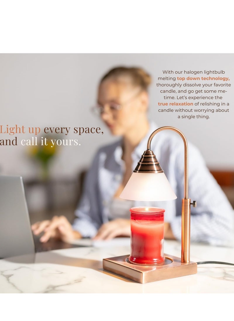 Hestia Magic Candle Warmer Lamp by Hestia, Electric Height Adjustable Heater, Stainless Steel Brass Candle Melter, Melts up to 7.5" Large Size Jars (DIMMER, ROSE GOLD)  - Image 2