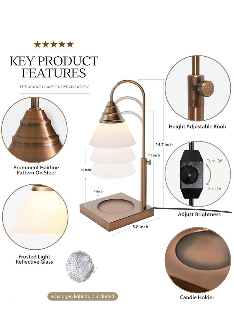 Hestia Magic Candle Warmer Lamp by Hestia, Electric Height Adjustable Heater, Stainless Steel Brass Candle Melter, Melts up to 7.5" Large Size Jars (DIMMER, ROSE GOLD)  - Image 4