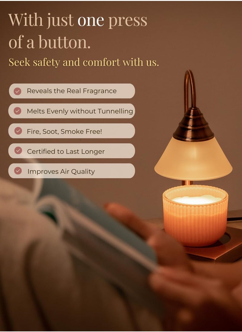 Hestia Magic Candle Warmer Lamp by Hestia, Electric Height Adjustable Heater, Stainless Steel Brass Candle Melter, Melts up to 7.5" Large Size Jars (DIMMER, ROSE GOLD)  - Image 5