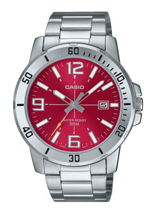 Quartz Analog Red Dial Stainless Steel Men's Watch MTP-VD01D-4B - pzsku/ZED5D8562C9902E375FAAZ/45/_/1721925650/309a6535-9a92-45d0-b292-f920e7b61c6b
