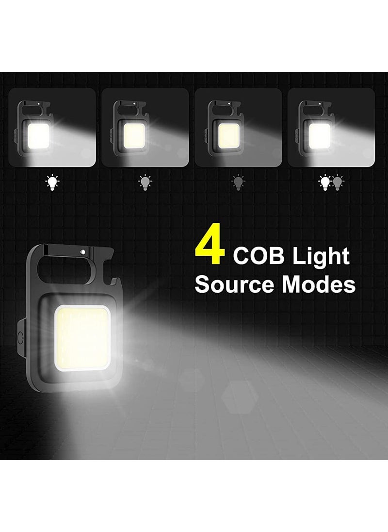 Purabelle Purabelle Mini COB Flashlights 1000 High Lumens Bright Light Keychain Flashlight Portable USB Rechargeable Light 3 Light Modes with Folding BracketBottle Opener for Fishing Walkin Set of 2  - Image 4