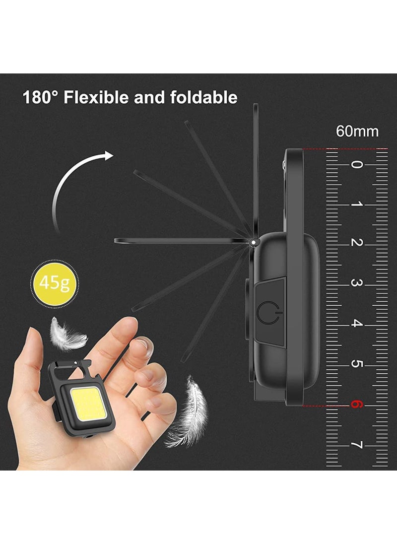 Purabelle Purabelle Mini COB Flashlights 1000 High Lumens Bright Light Keychain Flashlight Portable USB Rechargeable Light 3 Light Modes with Folding BracketBottle Opener for Fishing Walkin Set of 2  - Image 5