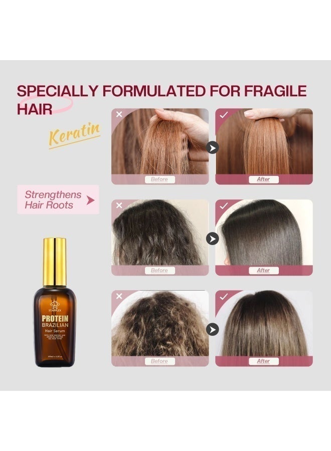 STARPLEX Moisturizing Hair Serum 100ml - Brazilian Protein with Argan Collagen & Keratin | Nourishing & Smoothing Elixir | Salon Professional for All Hair Types - Image 3