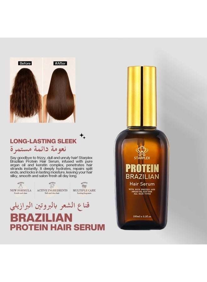 STARPLEX Moisturizing Hair Serum 100ml - Brazilian Protein with Argan Collagen & Keratin | Nourishing & Smoothing Elixir | Salon Professional for All Hair Types - Image 2