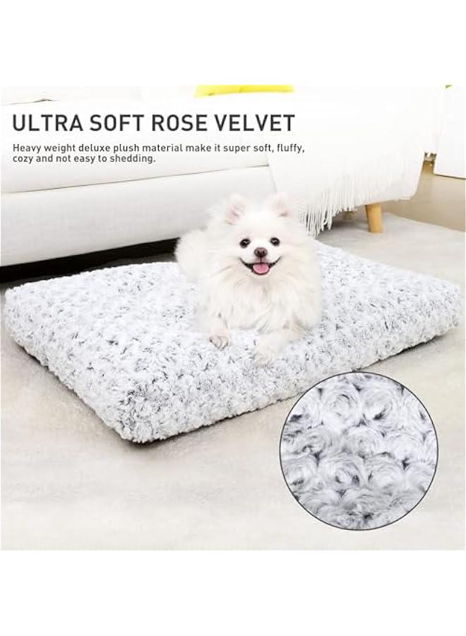 HOOKOR Washable Dog Bed Deluxe Plush Dog Crate Beds Comfy Kennel Pad Anti-Slip Pet Sleeping Mat for Large, Jumbo, Medium, Small Dogs Breeds (Light grey, Large) - Image 2