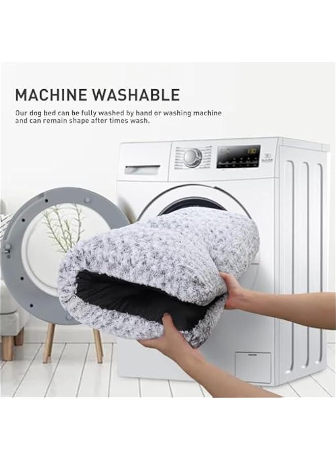 HOOKOR Washable Dog Bed Deluxe Plush Dog Crate Beds Comfy Kennel Pad Anti-Slip Pet Sleeping Mat for Large, Jumbo, Medium, Small Dogs Breeds (Light grey, Large) - Image 5