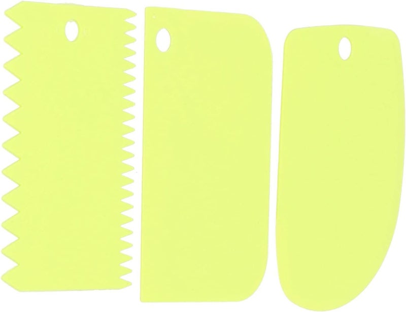 LiebeWH 3PCS Cream Scraper Cake Spatula Smoother Set DIY Icing Tool for Cake Decoration with Plastic Stripes Side Comb Ergonomic Design Dishwasher Safe FoodGrade Material (Green) - Image 4