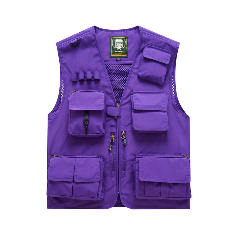 Pography Vest Overalls Custom Printed Logo Multi-Bag Functional Tactical Studio Director Reporter Media Clothing Back - Image 1