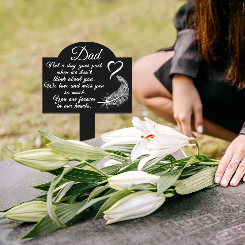 Oooct Metal Garden Stake Graves Cemetery Decorations, Cemetery Memorial Stake for Dad, Metal Yard Stake Grave Markers, Memorial Signs Marker for Dad Grave (13.8 X 7.1 Inches) - Image 4