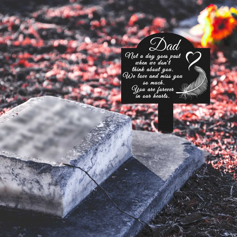 Oooct Metal Garden Stake Graves Cemetery Decorations, Cemetery Memorial Stake for Dad, Metal Yard Stake Grave Markers, Memorial Signs Marker for Dad Grave (13.8 X 7.1 Inches) - Image 2