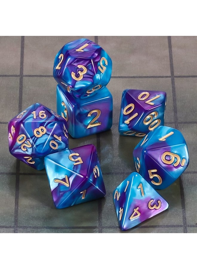 CiaraQ Dnd Polyhedral Dice Set For Dungeons And Dragons Rpg Mtg Role Playing Table Gameswith 1 Dice Pouch (Blue & Purple) - Image 3