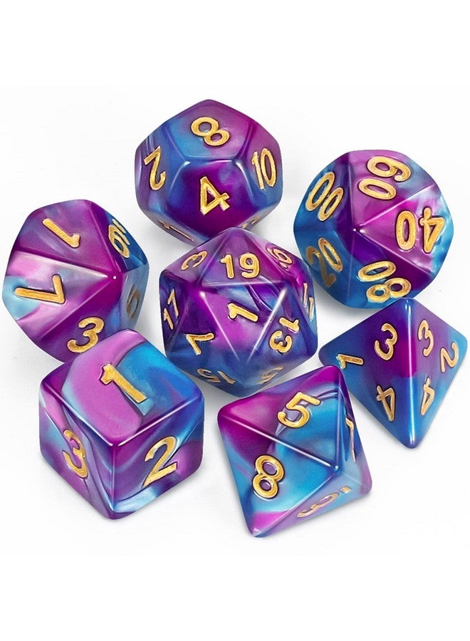 CiaraQ Dnd Polyhedral Dice Set For Dungeons And Dragons Rpg Mtg Role Playing Table Gameswith 1 Dice Pouch (Blue & Purple) - Image 2