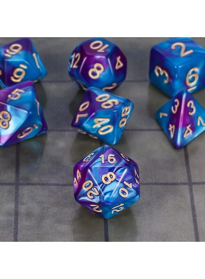 CiaraQ Dnd Polyhedral Dice Set For Dungeons And Dragons Rpg Mtg Role Playing Table Gameswith 1 Dice Pouch (Blue & Purple) - Image 5