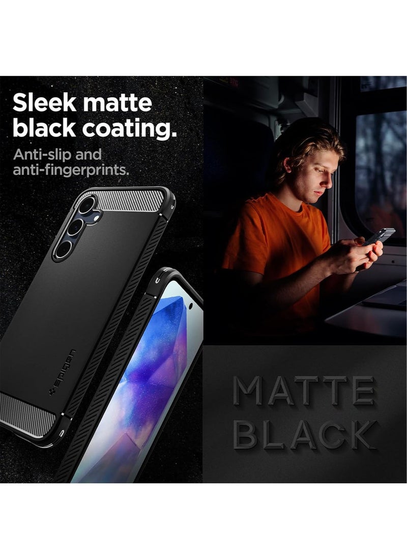 Spigen غطاء حماية متين لهاتف سامسونج جالاكسي A55 - أسود مطفي  - Image 4
