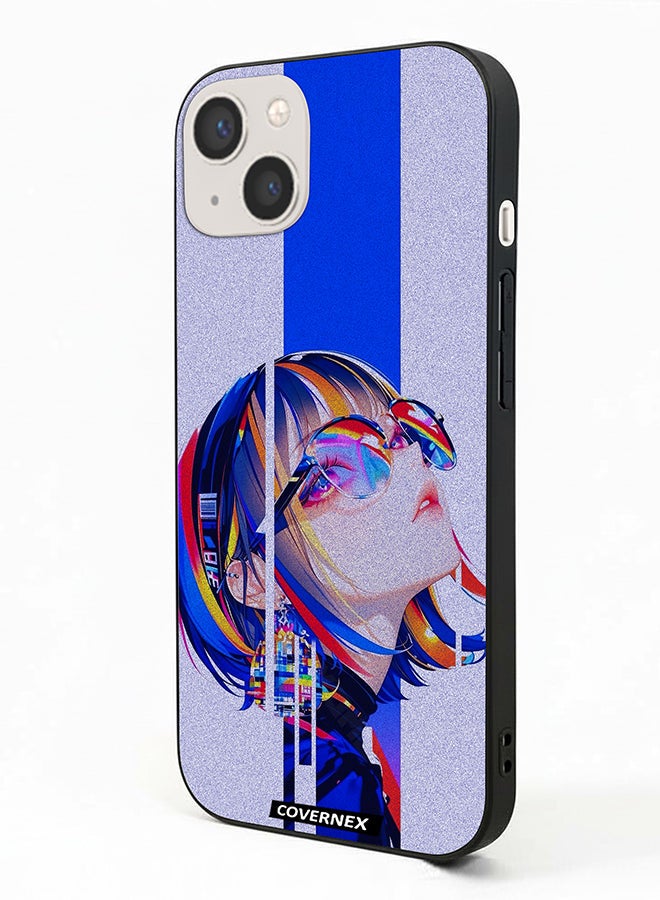 Covernex Apple iPhone 13 Protective Case Cover Printed Featuring Glitch Art Anime Girl Portrait - Image 1